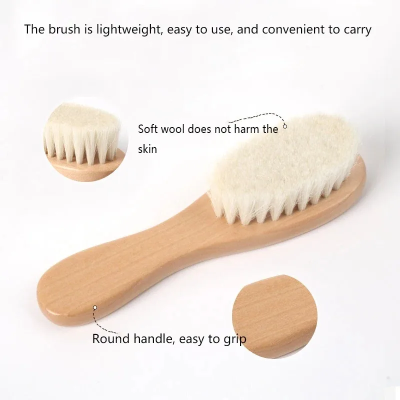 Set cepillo y peine de madera para bebé recién nacido, baño