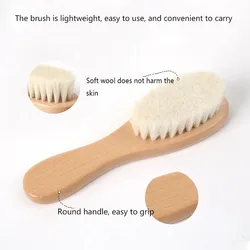 Set cepillo y peine de madera para bebé recién nacido, baño