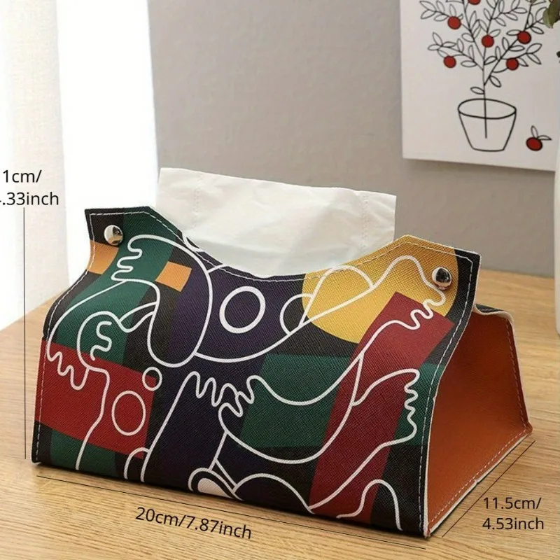 Funda minimalista de caja de pañuelos de cuero PU para hogar - imagen 5