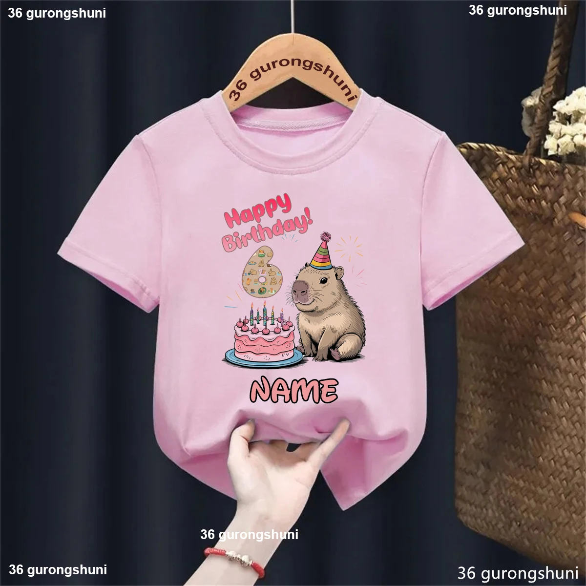 Camiseta Capybara feliz cumpleaños en rosa para niños - imagen 3