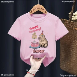 Camiseta Capybara feliz cumpleaños en rosa para niños