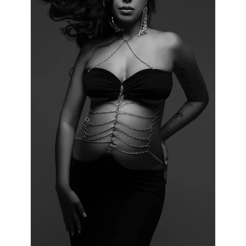 Vestido de maternidad negro sin tirantes para sesión de fotos - imagen 5