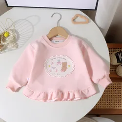 Sudadera de niña cuello redondo estampado dibujos animados primavera