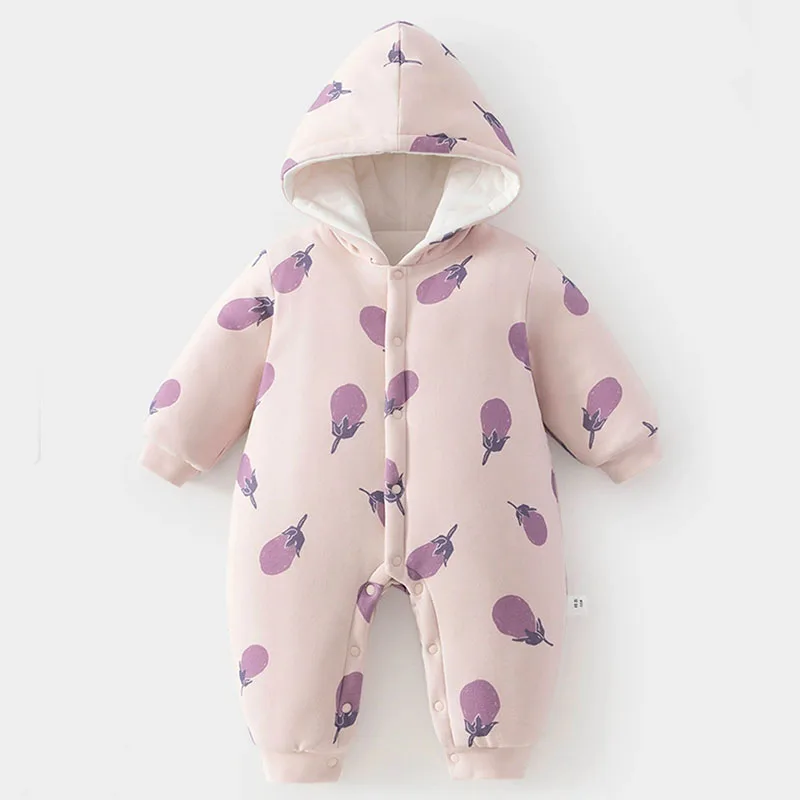 Mono de invierno con capucha cálido, grueso y dibujos para bebé niña