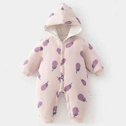 Mono de invierno con capucha cálido, grueso y dibujos para bebé niña