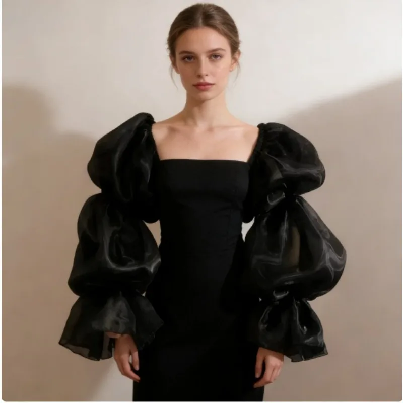 Mangas bohemias de burbujas con velo en brazo desmontable para boda