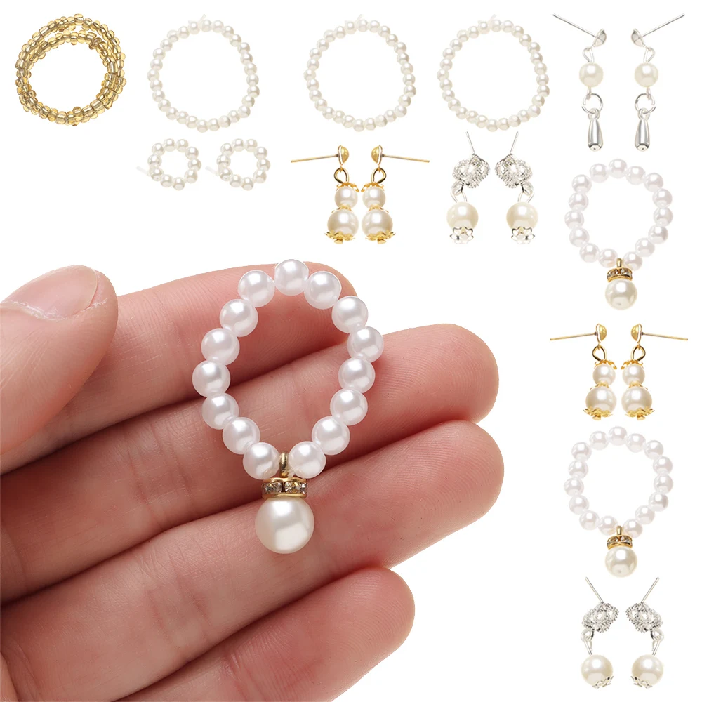 Collares de perlas para muñecas con pendientes y pulsera asortidos - imagen 2
