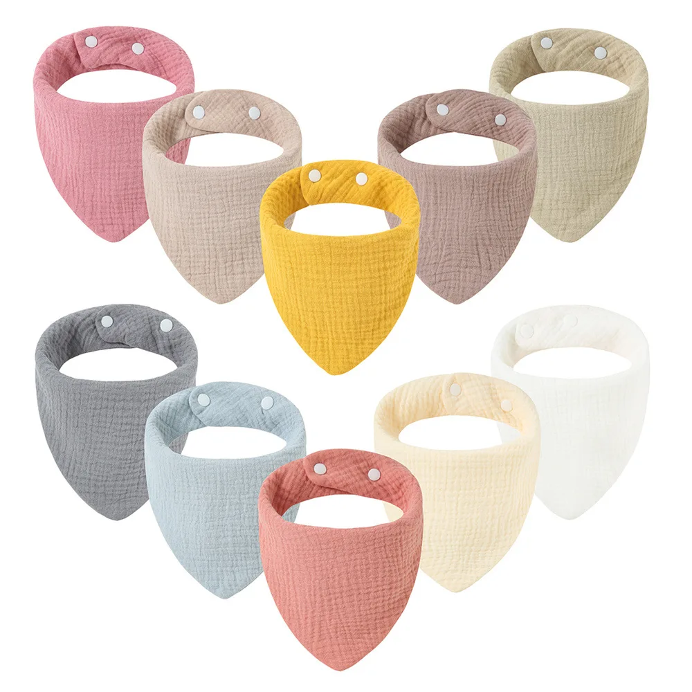 Babero bandana de algodón para bebé – Color sólido saliva eructar - imagen 4