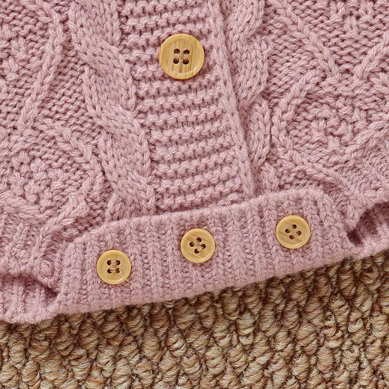 Mono de invierno para niña en punto rosa floral manga larga - imagen 5