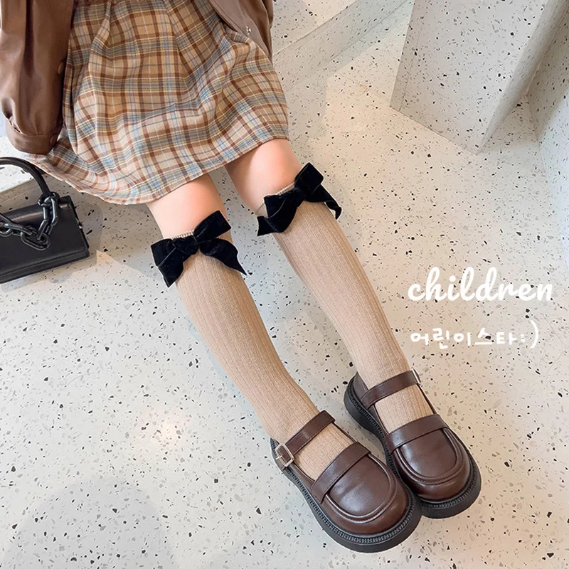 Calcetines altos de algodón suave con lazo de princesa escolares - imagen 5