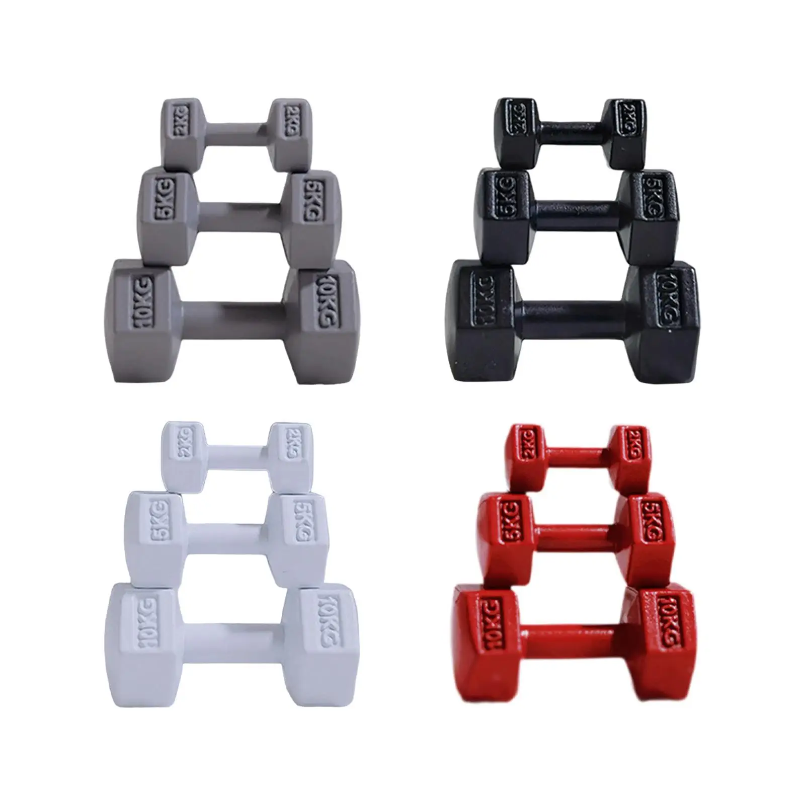 3x Miniature Dumbbells Sports Equipment DIY Cute Alloy Ornament Miniature Kettle Bell for Boys Kids Girls Age 3~8 Children