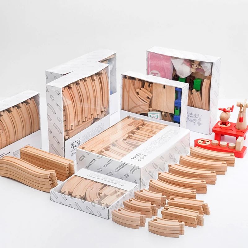 Juego de vía de tren en madera de haya – Pistas y accesorios - imagen 4