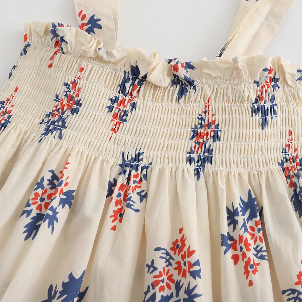 Vestido de niña floral playero en algodón ahumado bohemio - imagen 5