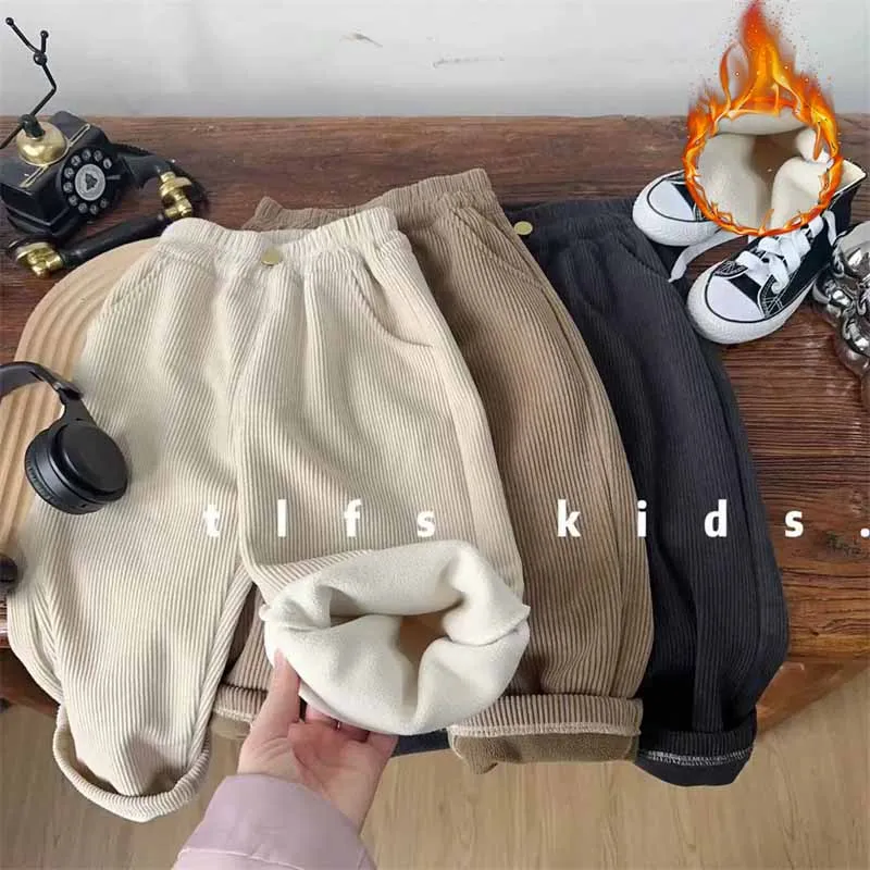 Pantalones de chándal acolchados gruesos para niños y niñas de invierno - imagen 4
