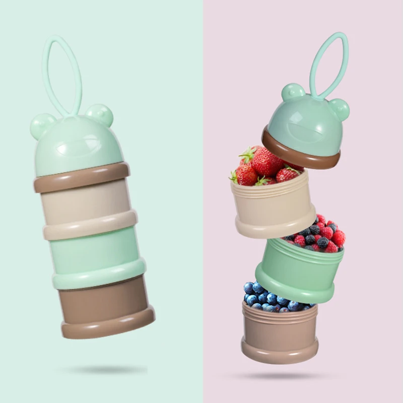 Contenedor snacks bebé 3 capas – Portable colorido para leche y cereales - imagen 4