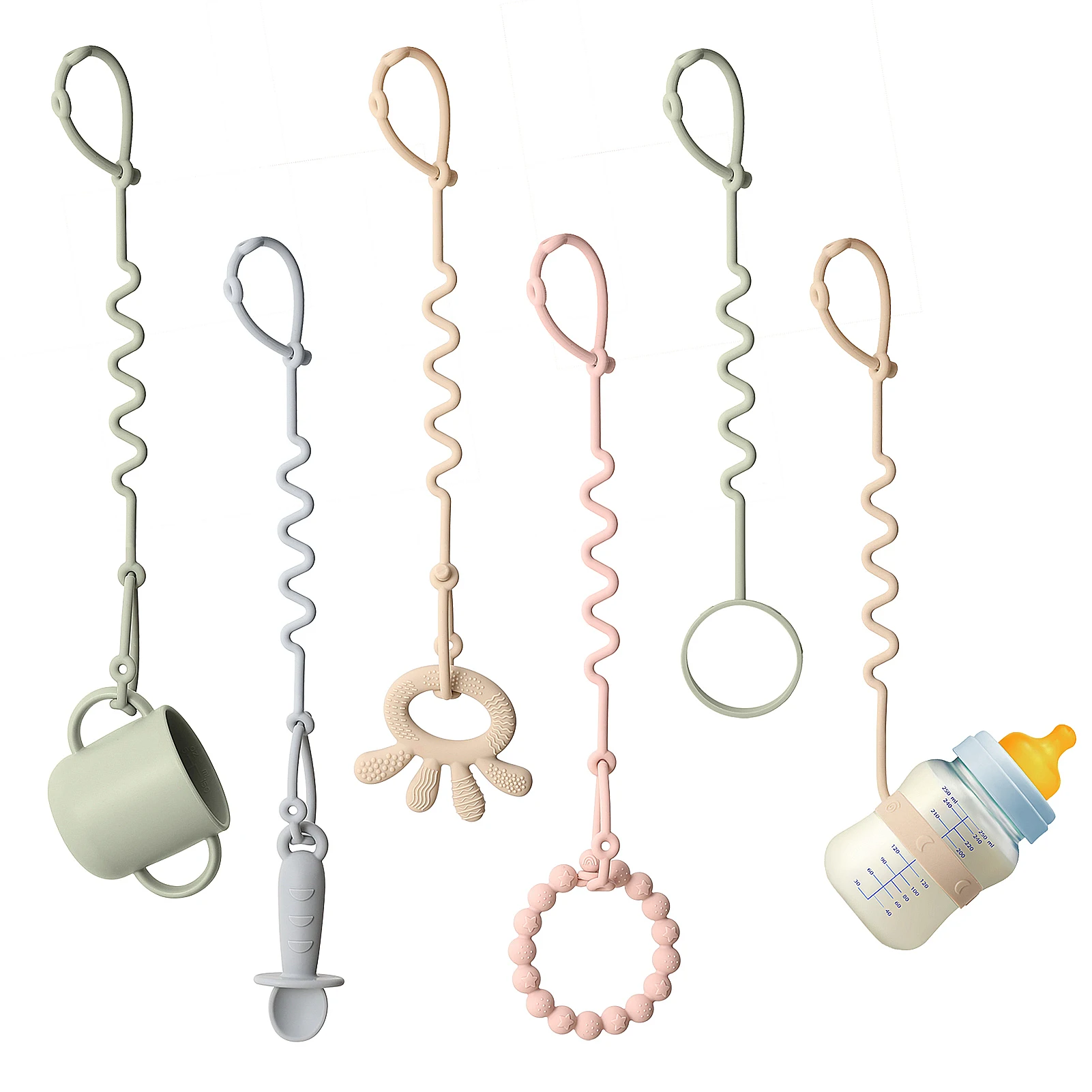 Cadena antipérdida silicona – Sujetador ajustable para biberón