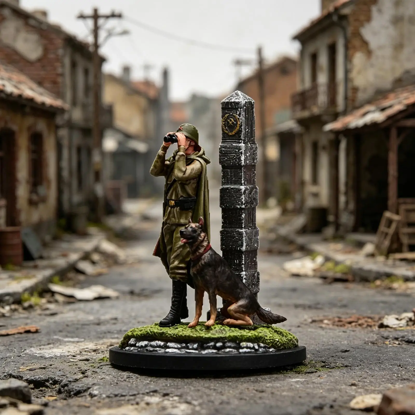 Figuras de tren para dioramas: hombre y perro pintados - imagen 5