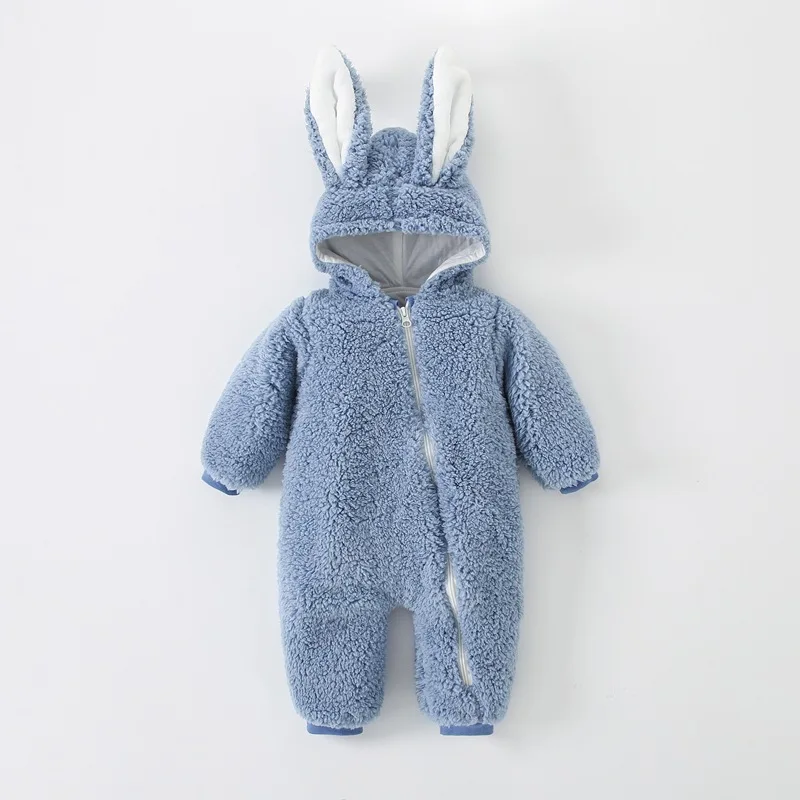 Mono de lana grueso con cremallera y capucha para bebé en invierno - imagen 3