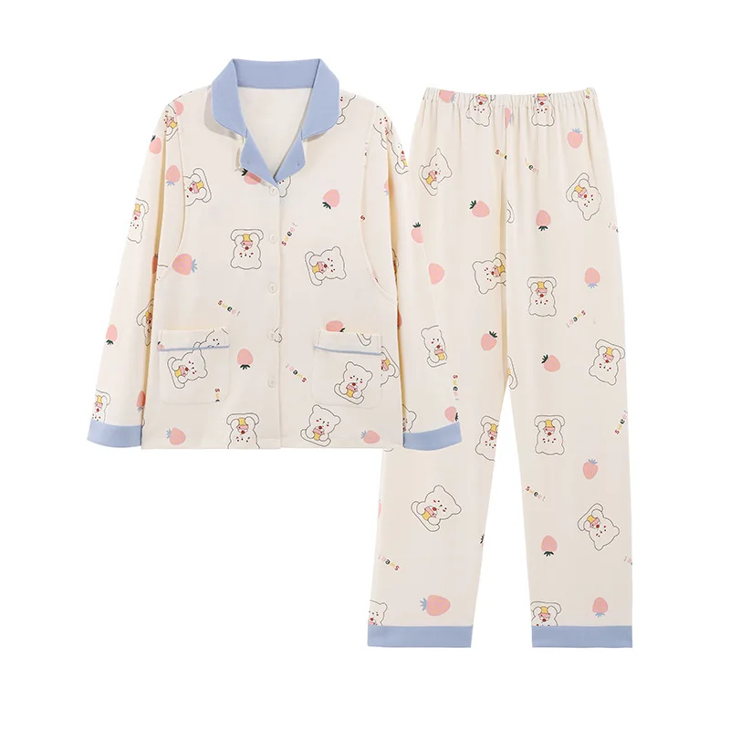 Pijama de lactancia de gasa de algodón para posparto y dormir - imagen 4