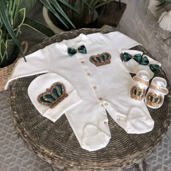 Dollbling Conjunto bebé de lujo con cristales dorados y esmeralda