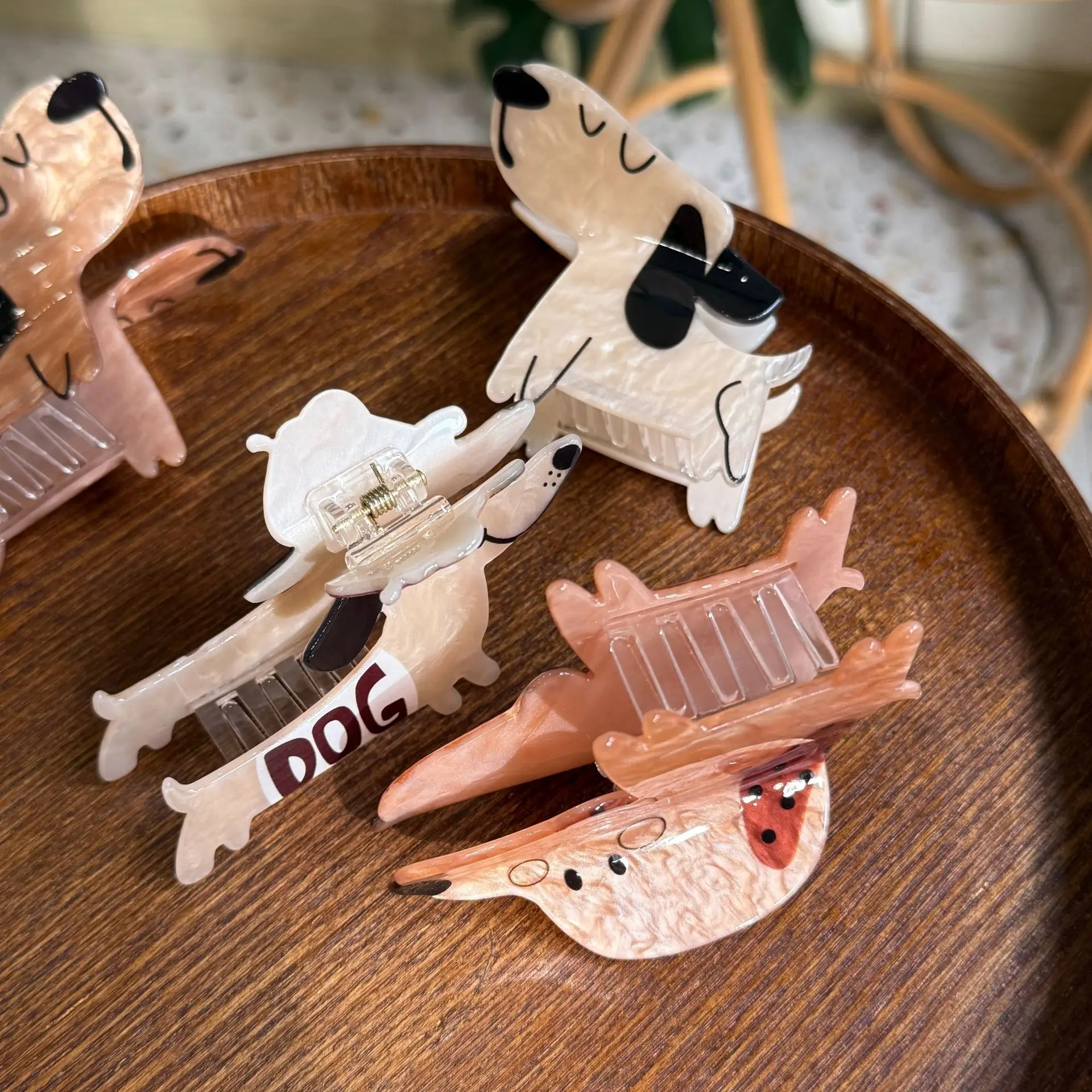 Pinza pelo bebé de acetato con cachorros y gatitos para niña - imagen 4