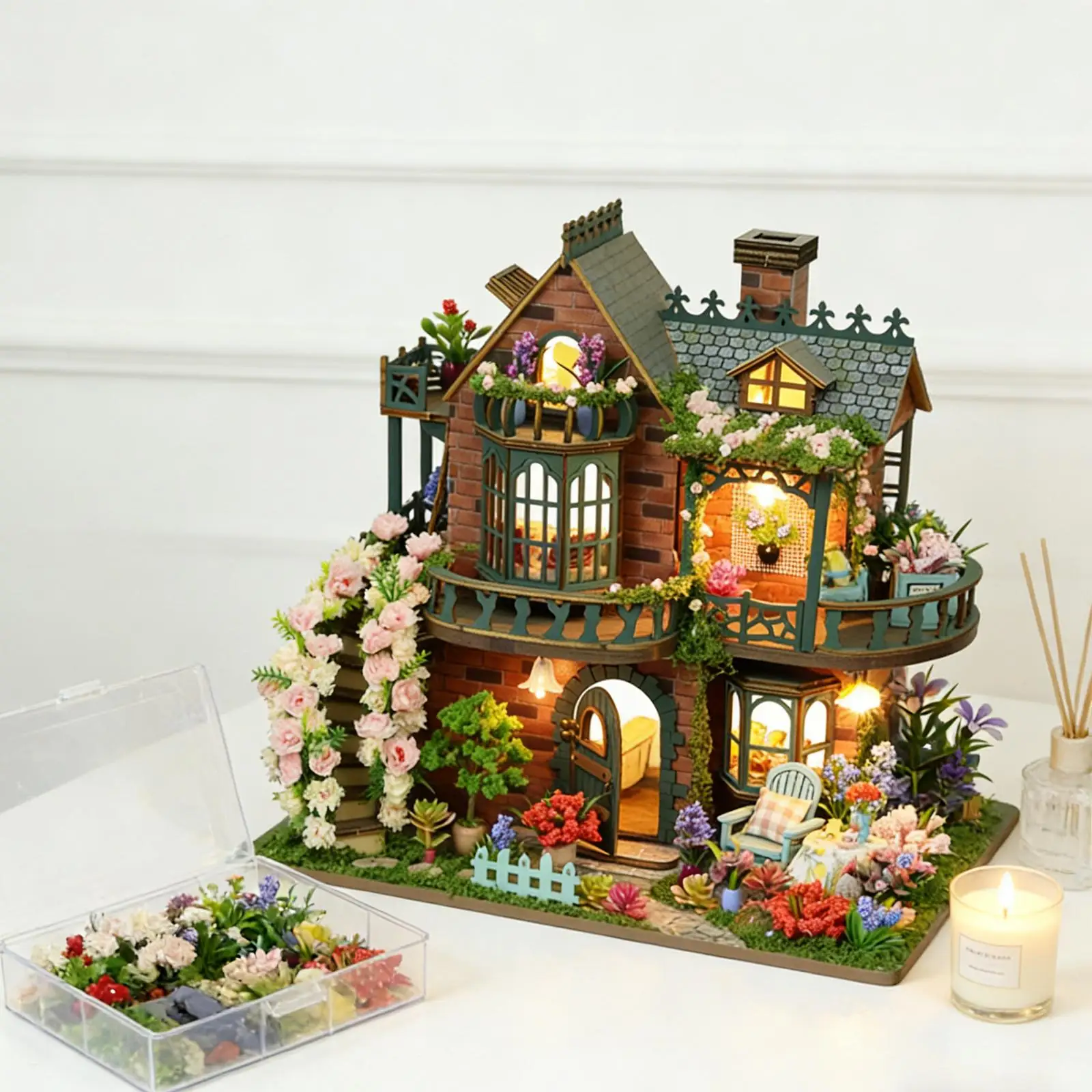 Kit de casita de muñecas con luces LED para manualidades - imagen 3