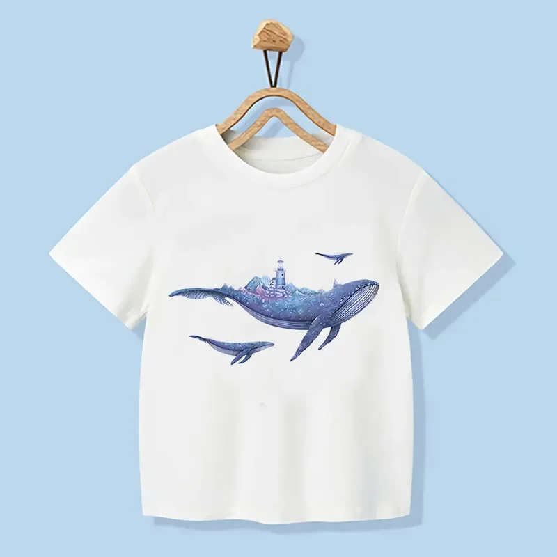 Camiseta infantil con estampado de ballena para niño y niña - imagen 4