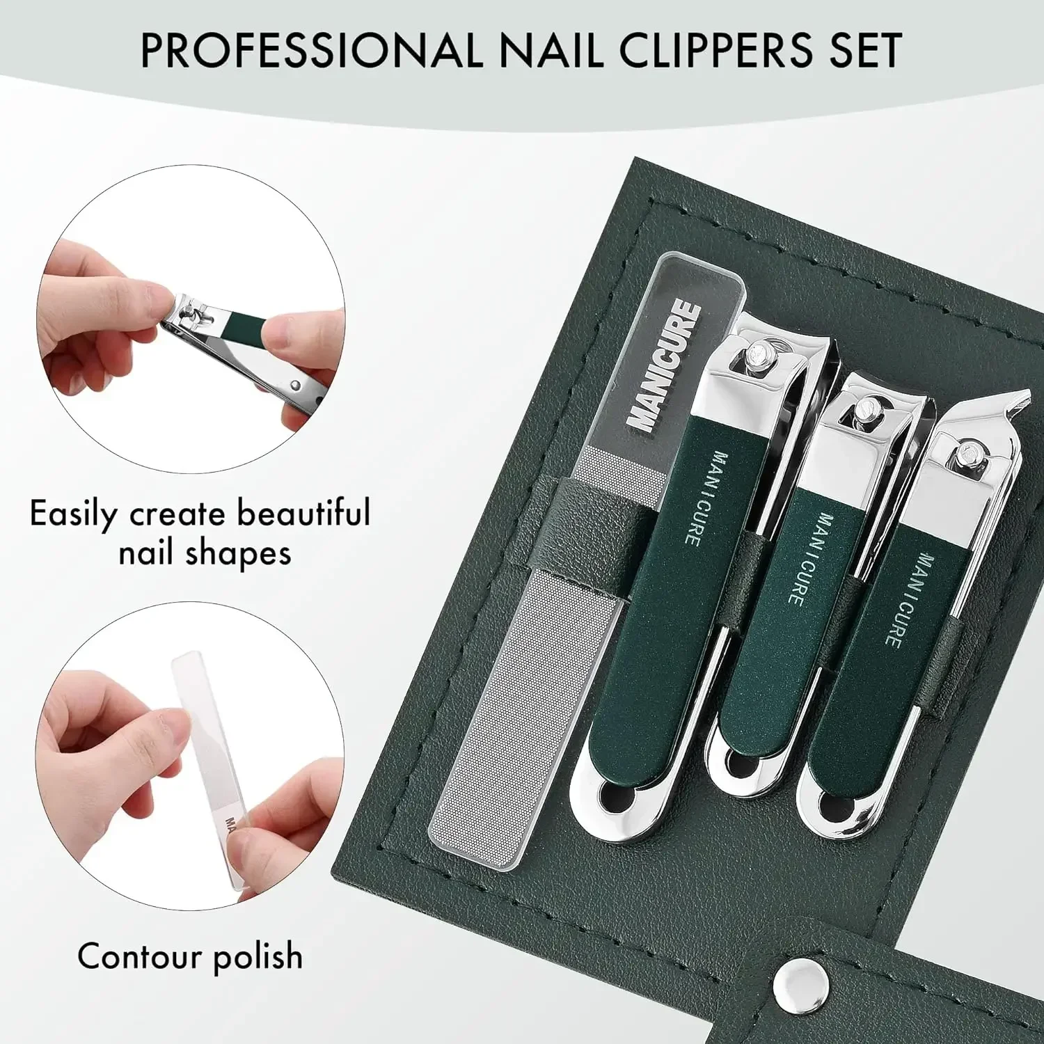 Kit de manicura en acero inoxidable para viajes con cortaúñas - imagen 4