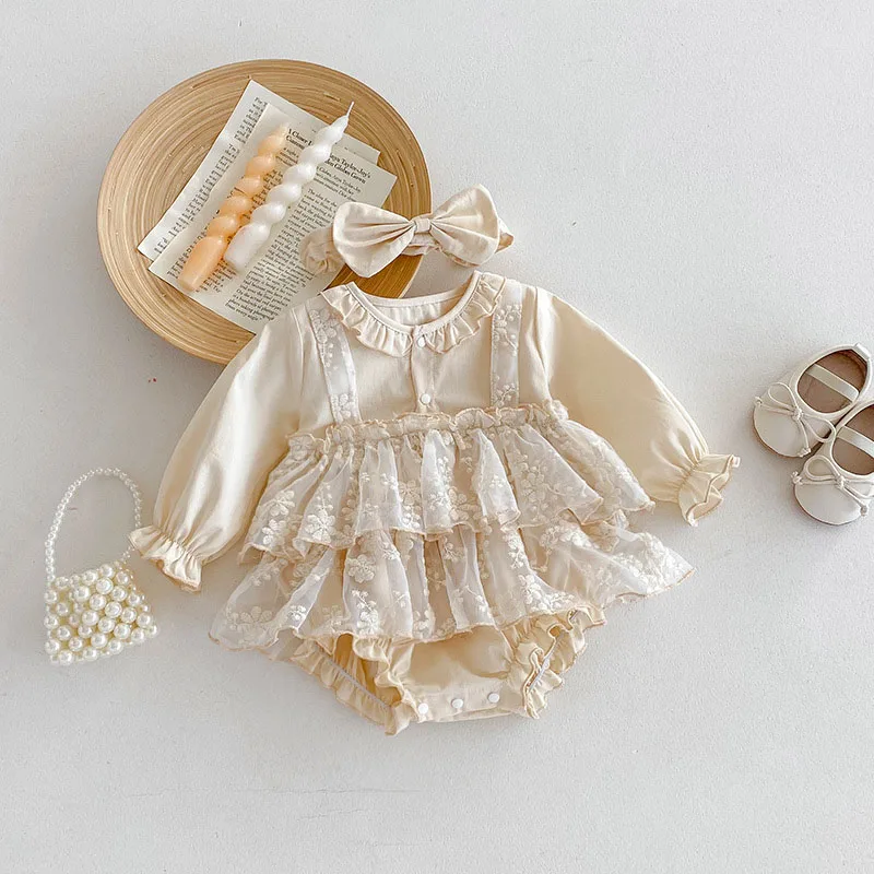 MILANCEL Body de encaje para bebé con flores bordadas - Manga larga - imagen 2