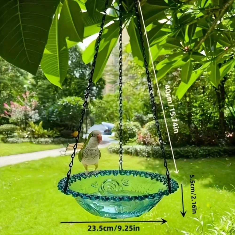 Comedero y bebedero colgante para loros con baño de jardín - imagen 4