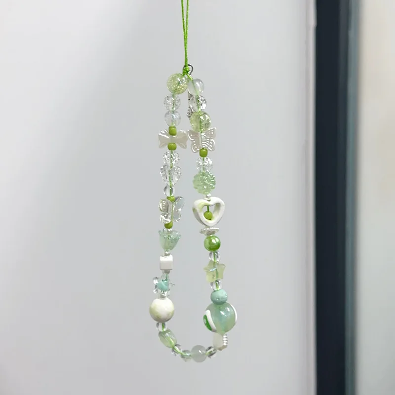 Cadena para teléfono móvil estilo lujoso verde con luz colgante - imagen 5