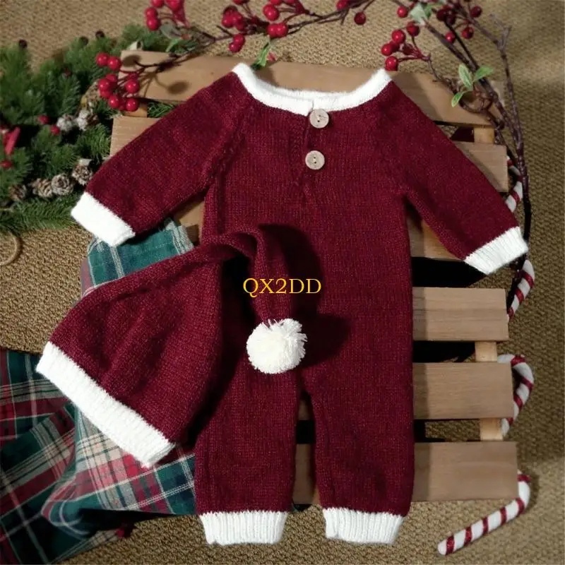 Conjunto de pelele y sombrero bebé Navidad para fotos - imagen 5