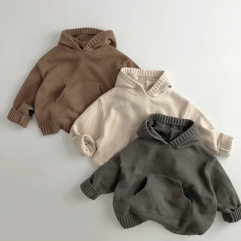 Jersey de punto fino con capucha y bolsillo para niños - imagen 2