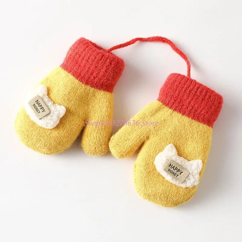 Guantes de bebé invierno R6FD doble capa terciopelo viento protección - imagen 4