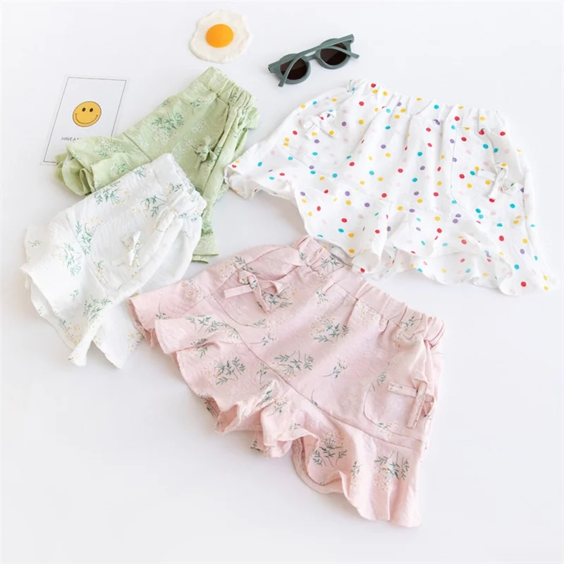 Pantalones cortos para niñas 3-8 años con estampado fino y lazo - imagen 5