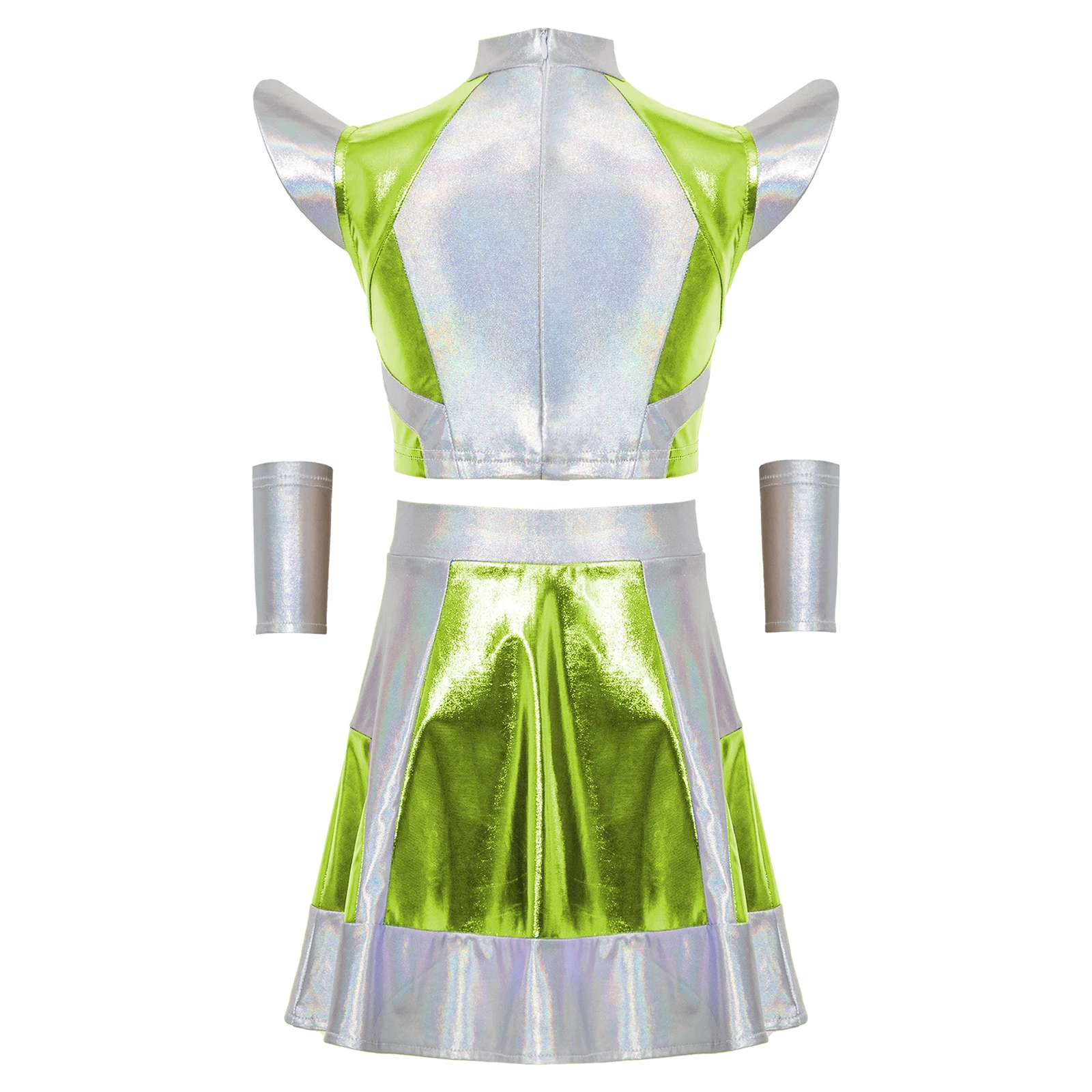 Disfraz alienígena metálico niña con falda y top brillante Halloween - imagen 2