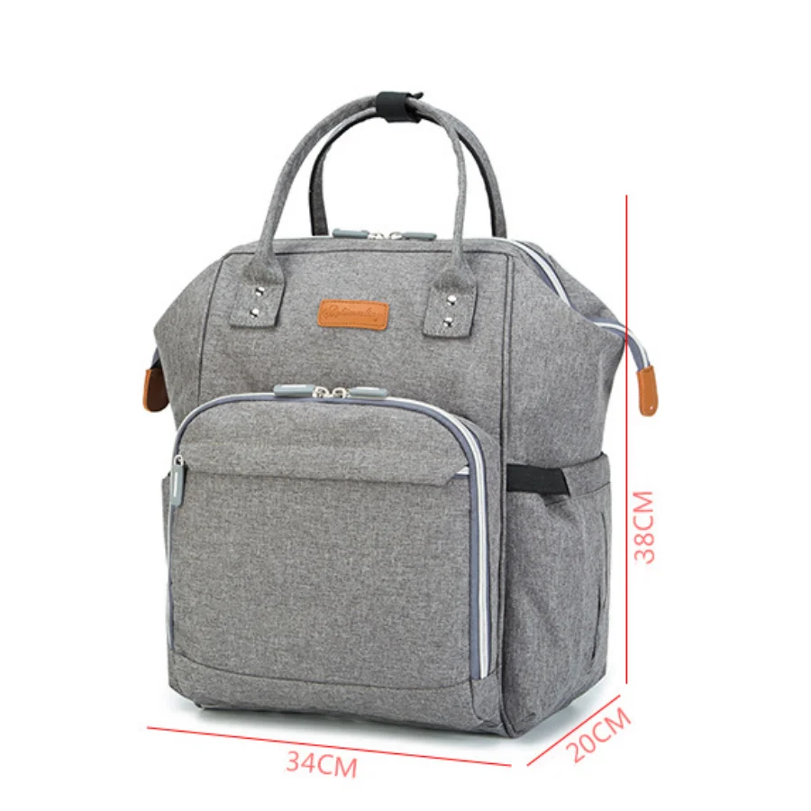 Mochila para pañales con bolsillos impermeables y hebilla para cochecito