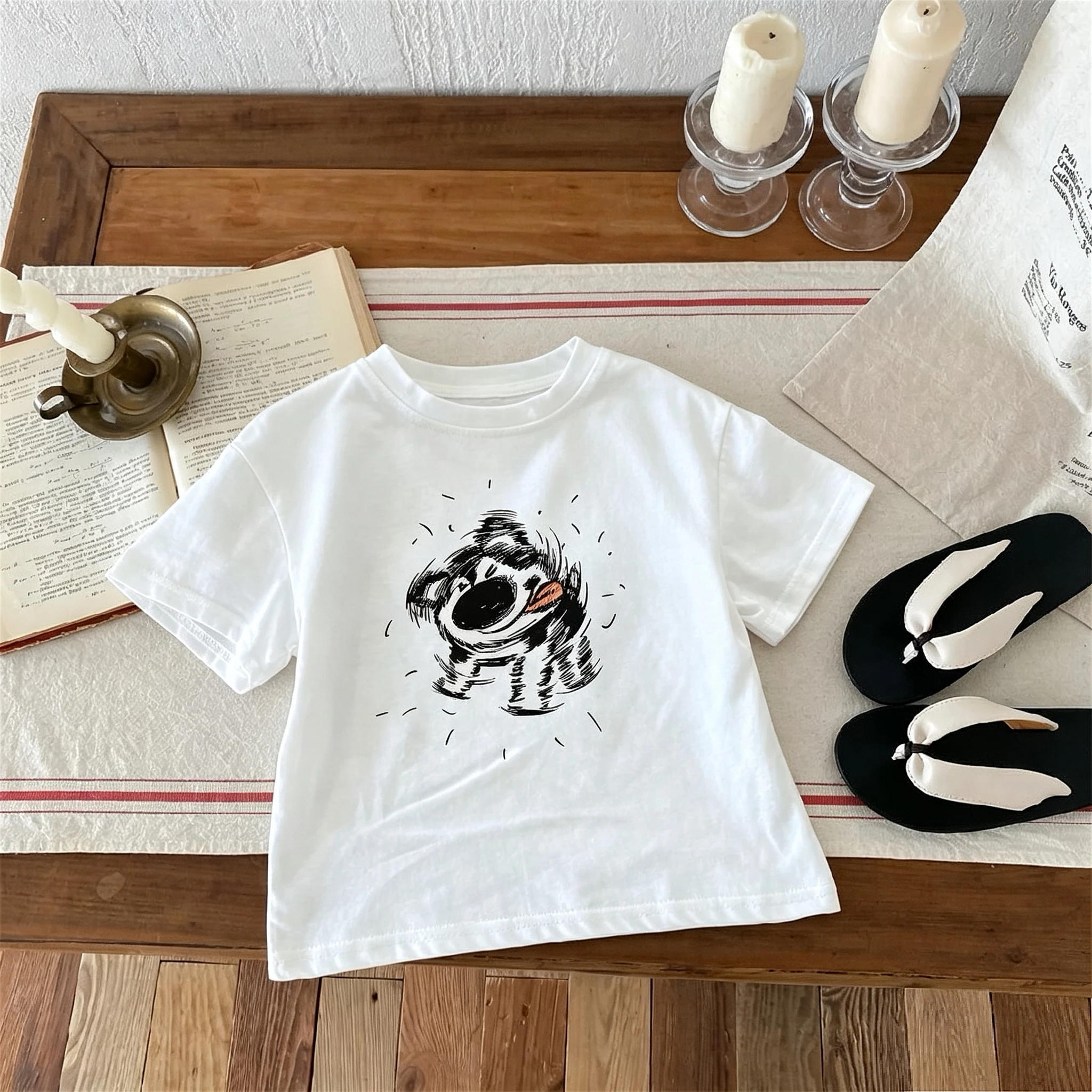 Camiseta niño cuello redondo holgada de verano estilo coreano - imagen 4