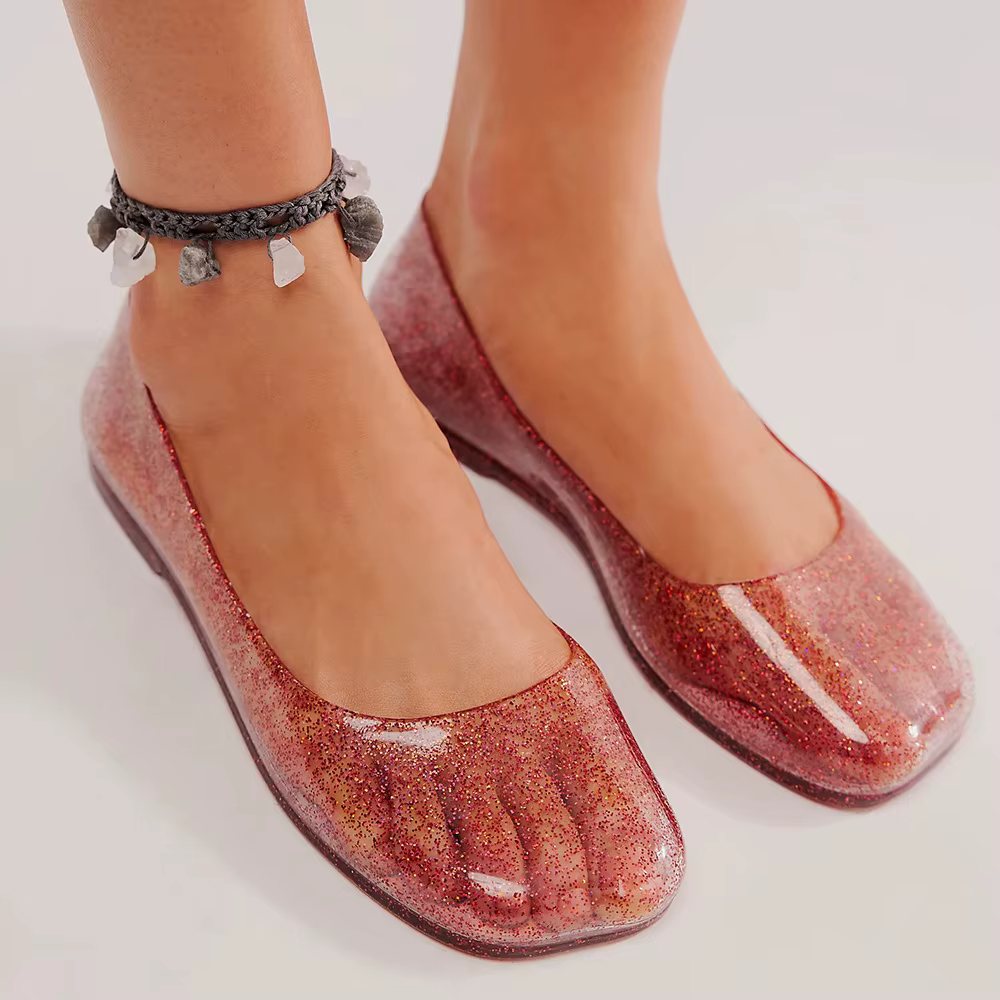 Sandalias transparentes de PVC suave para mujer – Punta cuadrada