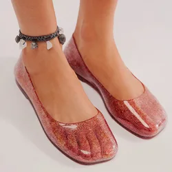 Sandalias transparentes de PVC suave para mujer – Punta cuadrada