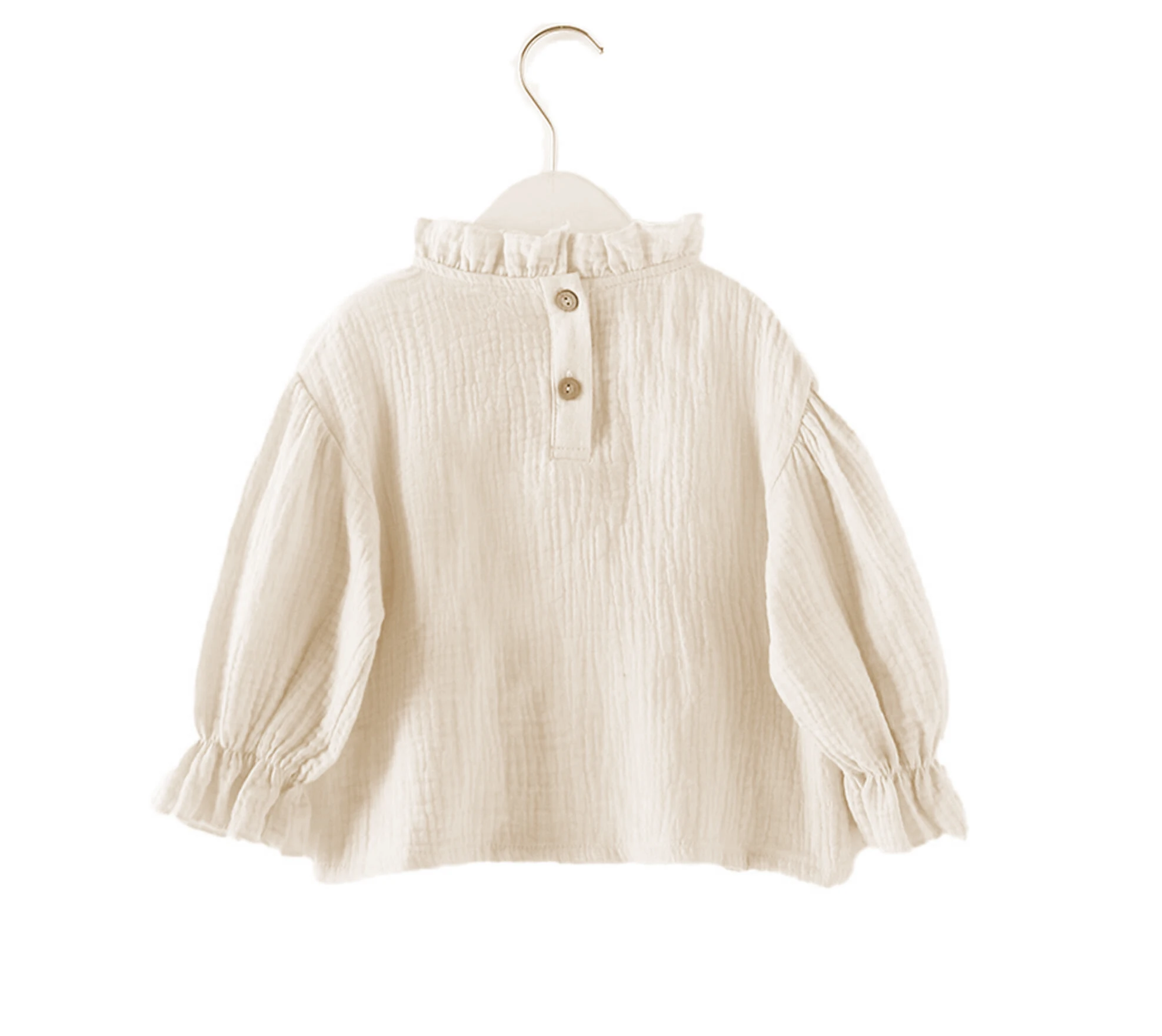 Camiseta manga larga de algodón y lino con volantes para niña - imagen 4