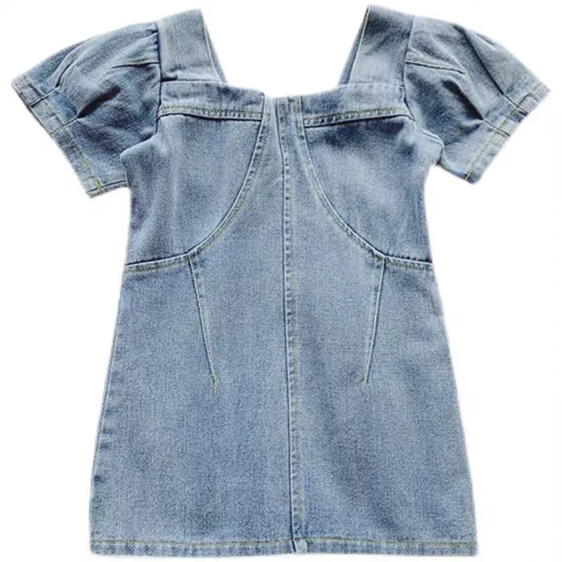 Vestido vaquero niña – Cuello cuadrado y cremallera lateral - imagen 3