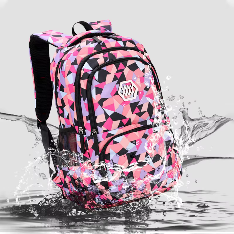 Mochila escolar geométrica para niños - Pack de 3 colores vivos