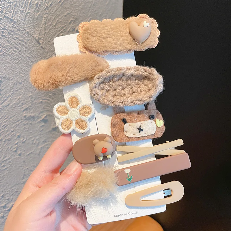 Pinzas para el pelo orejas de animal esponjosas café con leche - imagen 2