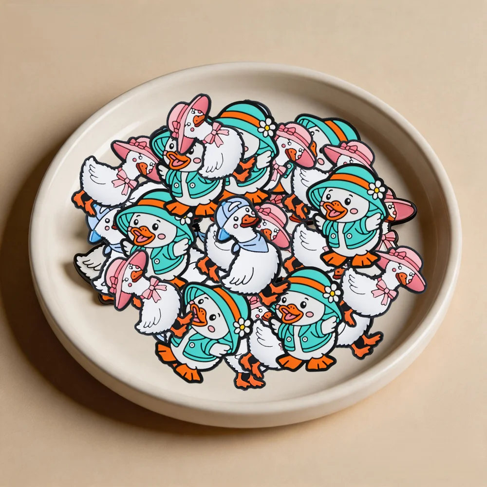 Cuentas de silicona planas con pato feliz para manualidades