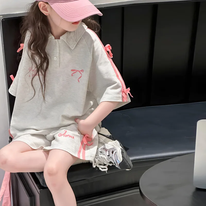 Conjunto deportivo verano niña: manga corta y pantalón corto coreano - imagen 3
