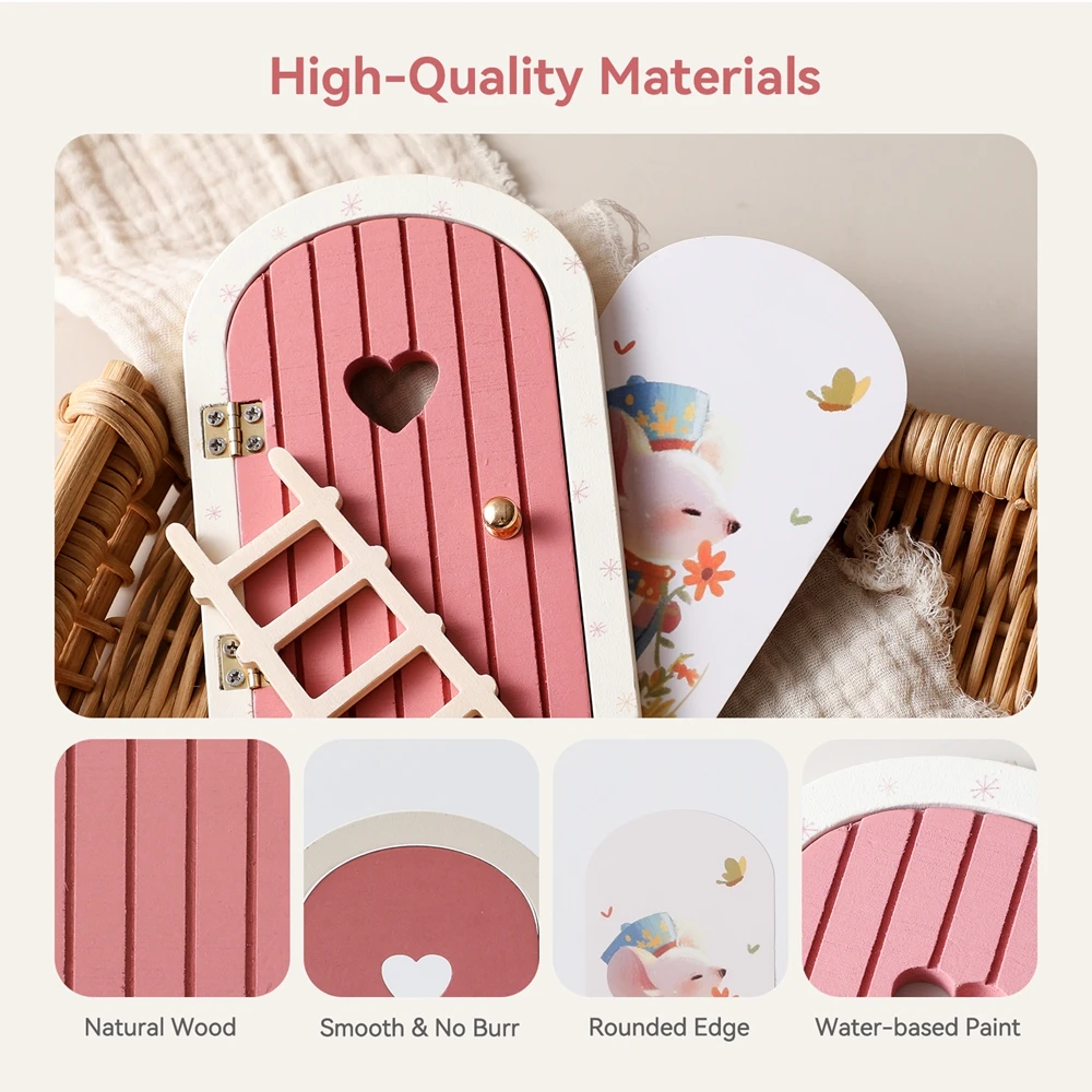Puerta de elfo madera decorativa ideal para habitación infantil - imagen 2