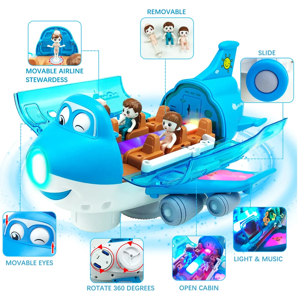 Avión de juguete giratorio eléctrico con luces y música para niños - imagen 5