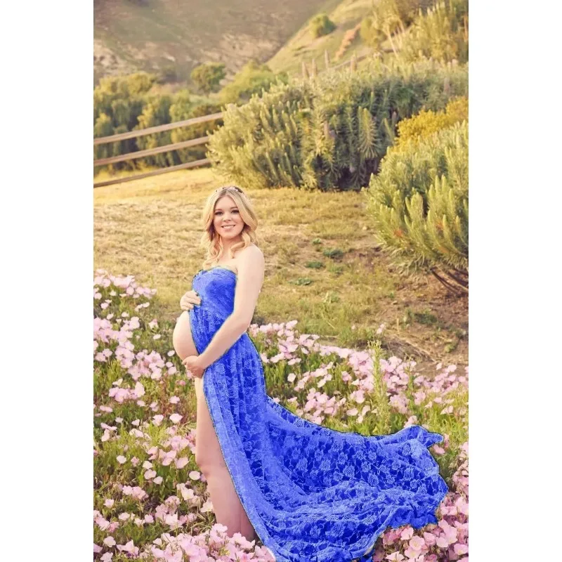 Vestido premamá de encaje sin mangas, sirena y escote redondo - imagen 2