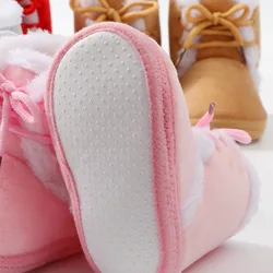 Zapatos de invierno con cordones y lazo para bebé, suaves y cálidos